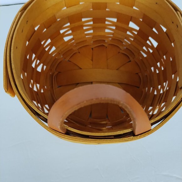 Longaberger 2001 Small Round Basket With Leather Handles - Picture 7 of 13